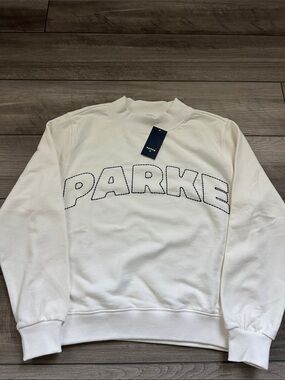 Parke x Target Cream Crewneck Sweatshirt with Contrast Stitch Logo NWT